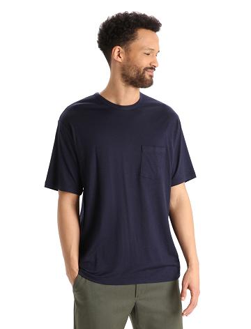 Icebreaker Merino Granary Lyhyt Sleeve Pocket Miesten T Paidat Laivastonsininen | FI 1156RVDW